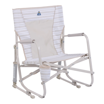 Patented Spring-Action Beach Rocker - Choice 712 - Freestyle Rocker Portable Outdoor Folding Chair - Neutral Stripe