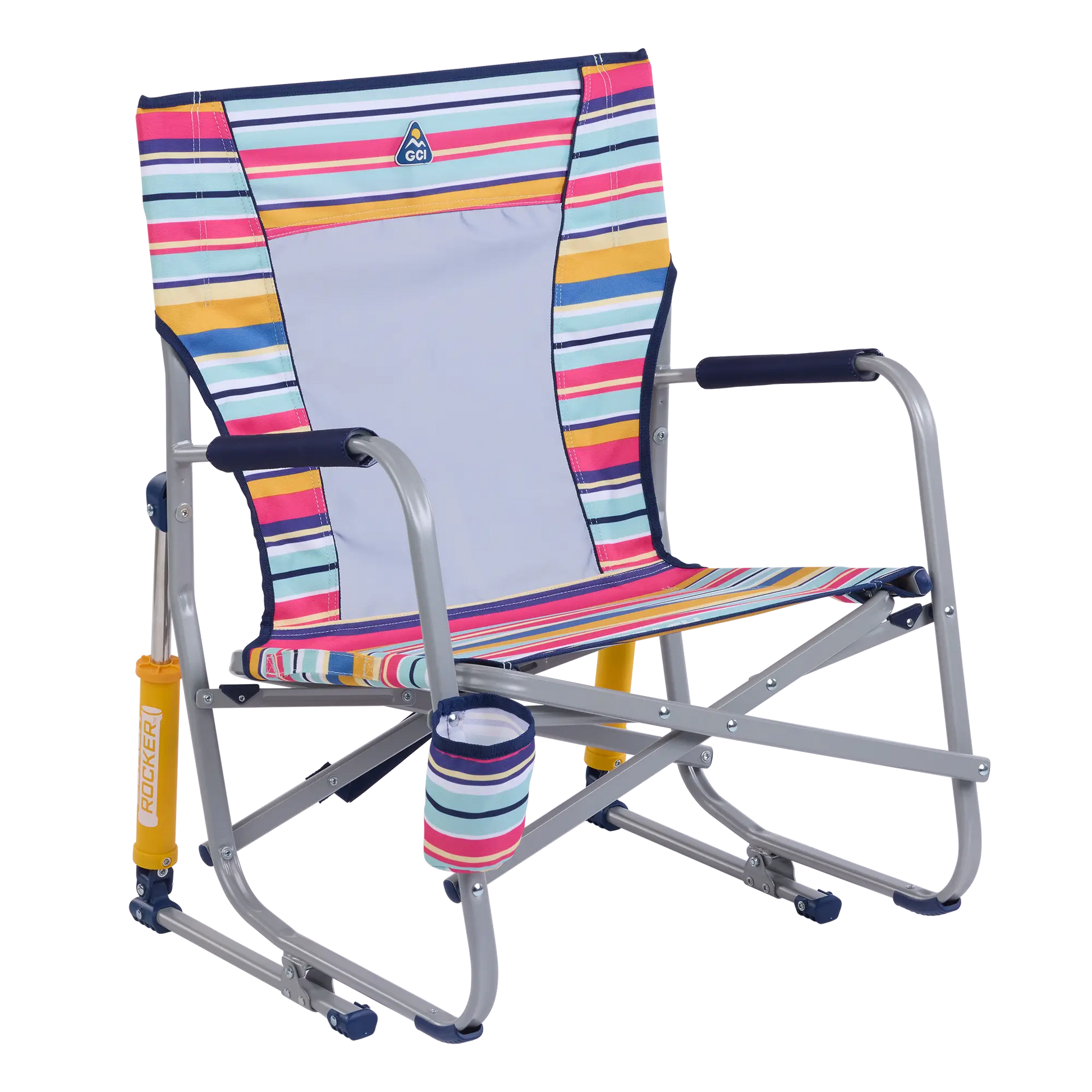 Patented Spring-Action Beach Rocker - Choice 712 - Freestyle Rocker Portable Outdoor Folding Chair - Multi Stripe