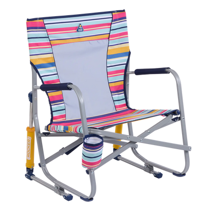 Patented Spring-Action Beach Rocker - Choice 712 - Freestyle Rocker Portable Outdoor Folding Chair - Multi Stripe