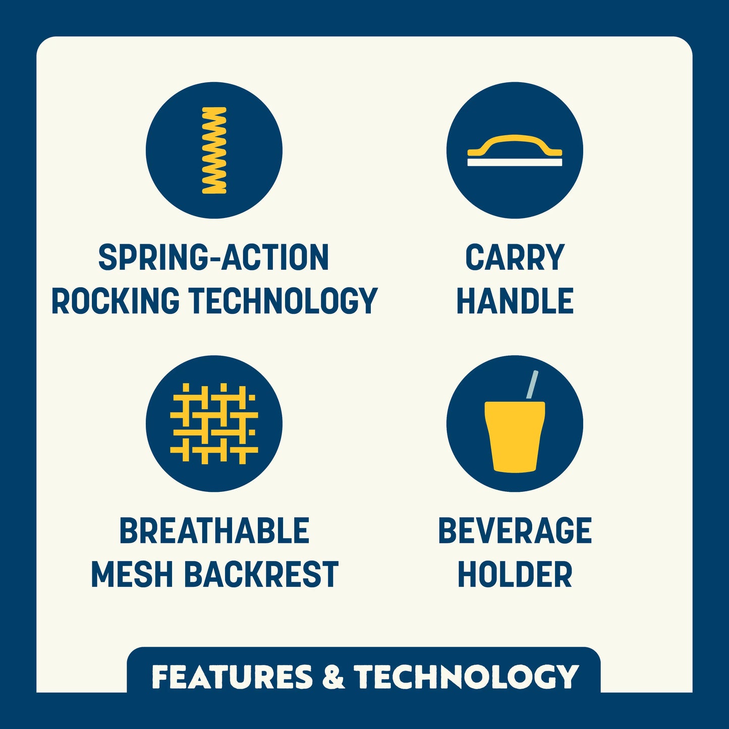 Patented Spring-Action Beach Rocker Bundle - Choice 773 - Patented Spring-Action Rocking Chair for Camping Detail