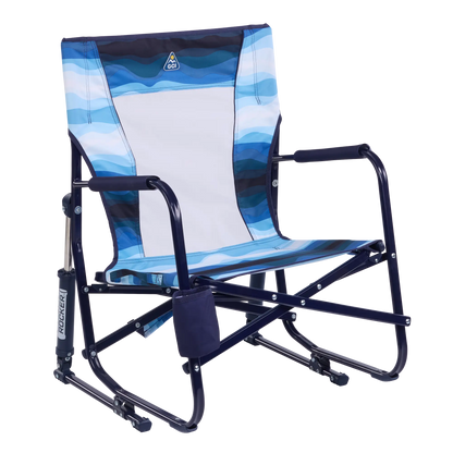 Patented Spring-Action Beach Rocker - Choice 712 - Freestyle Rocker Portable Outdoor Folding Chair - Blue Beach Wave