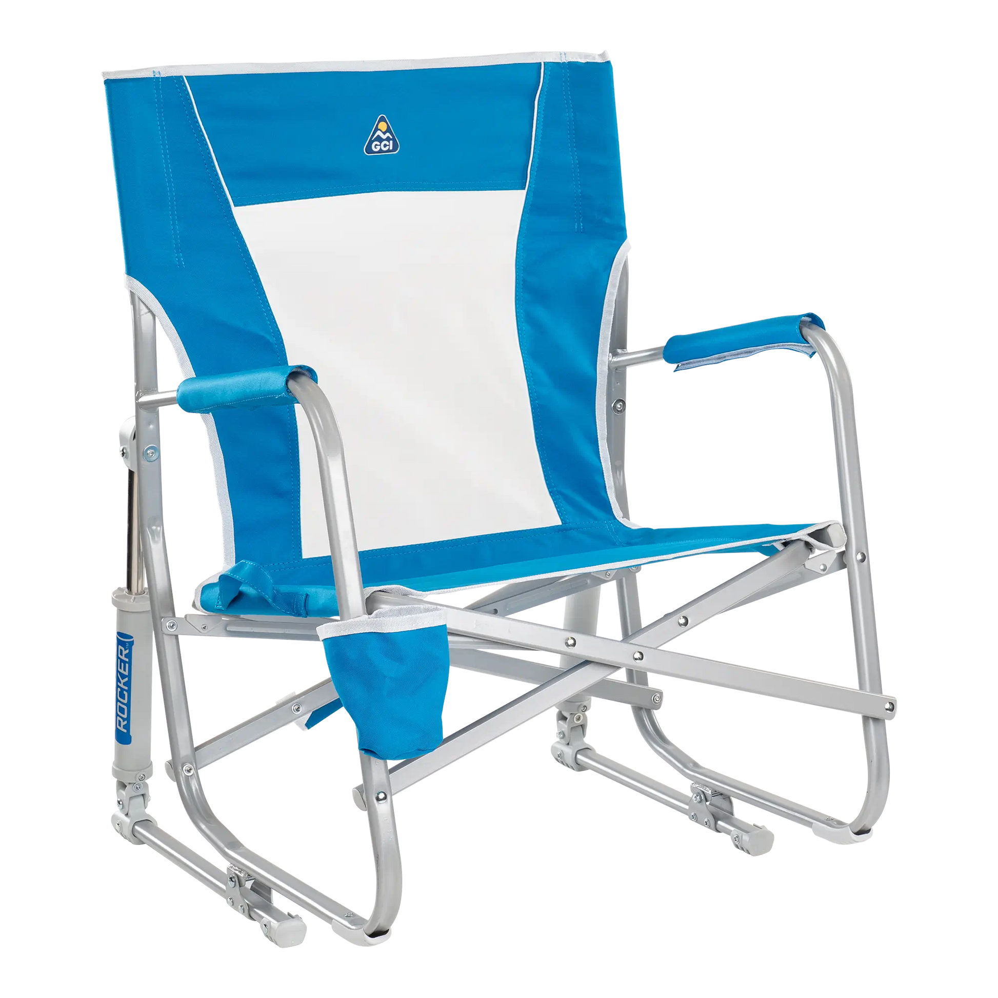 Patented Spring-Action Beach Rocker - Choice 712 - Freestyle Rocker Portable Outdoor Folding Chair - Saybrook Blue