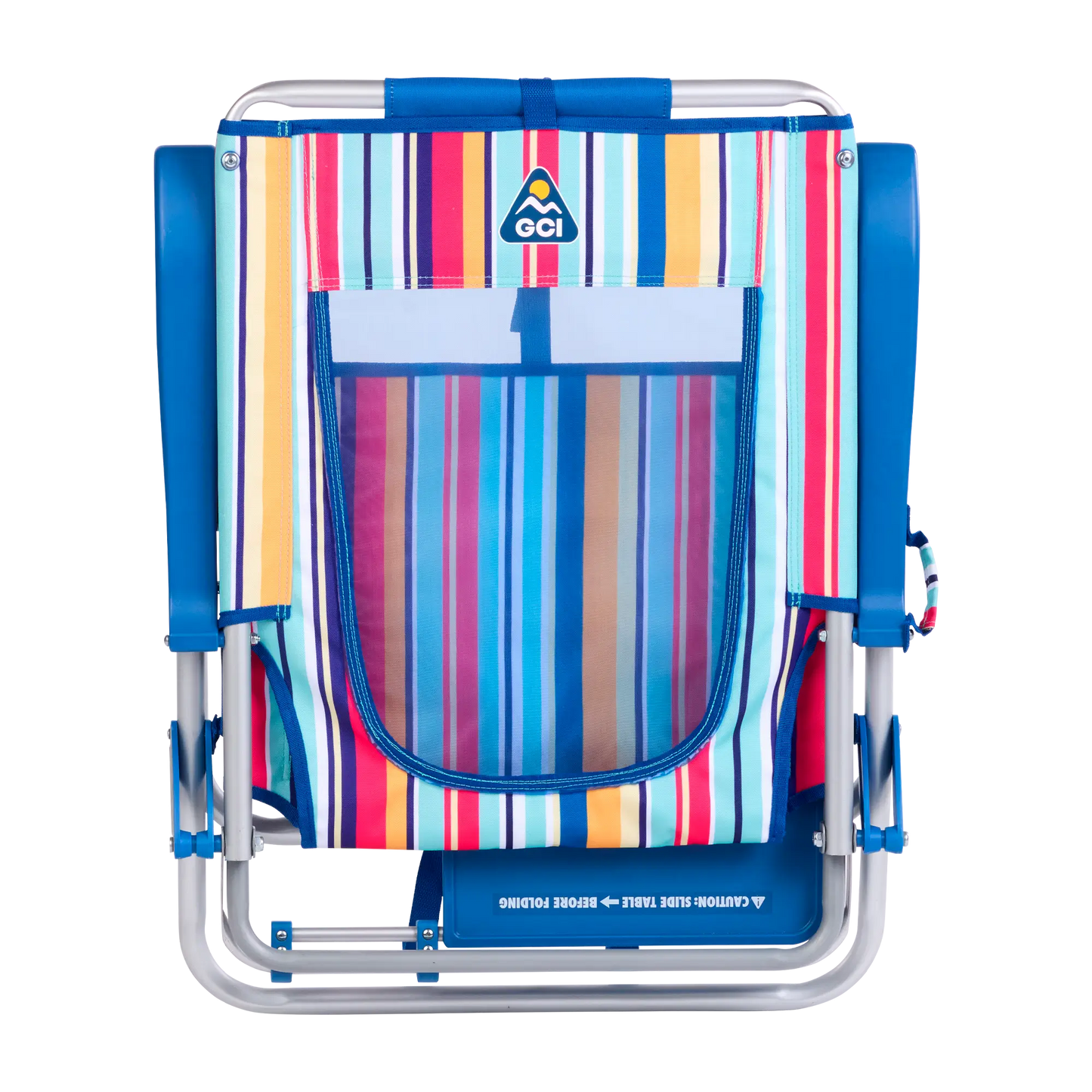 Sand-Friendly Big Surf with Slide Table - Choice 334 - Low-Profile Reclining Beach Chair with Backpack Straps Detail
