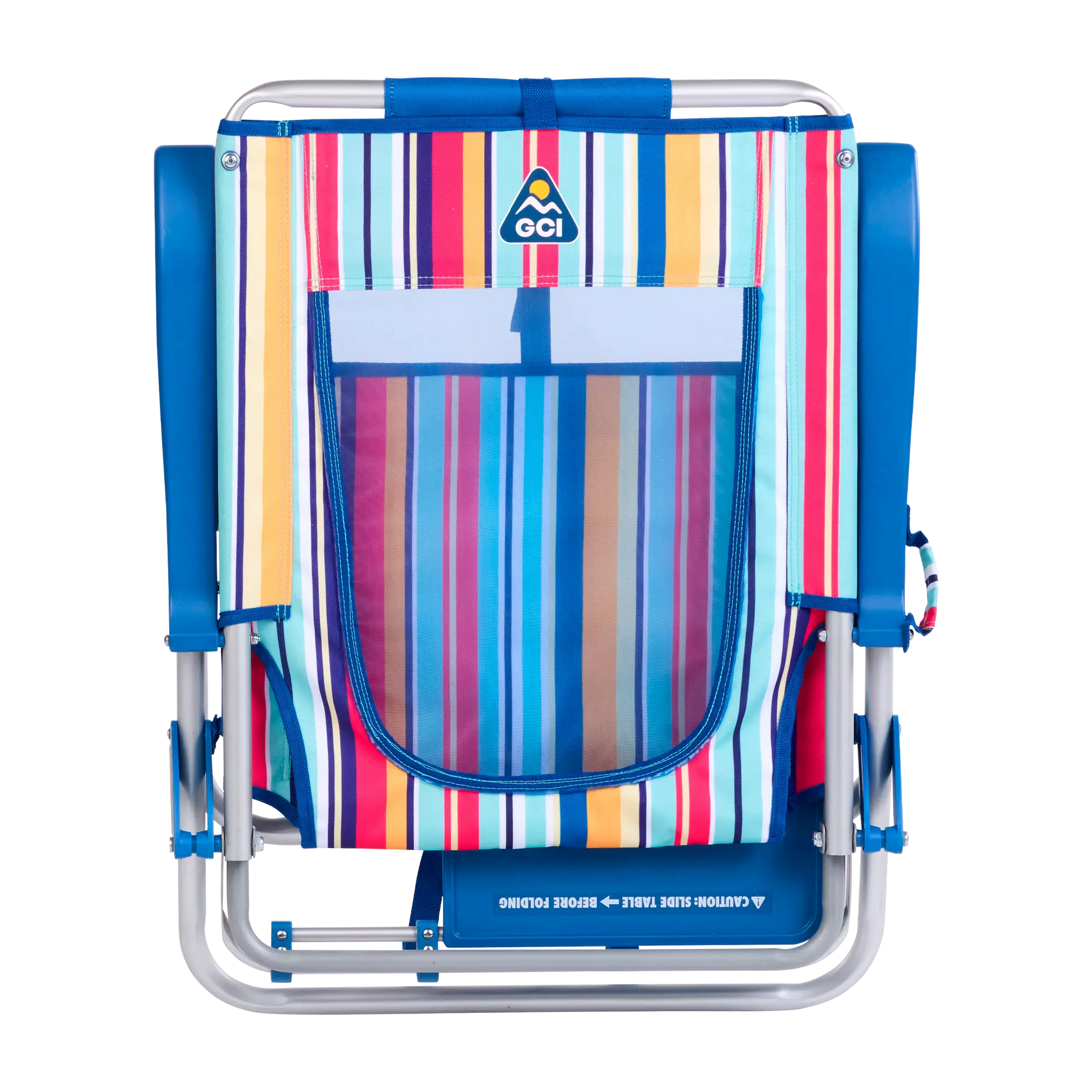 Sand-Friendly Big Surf with Slide Table - Choice 334 - Low-Profile Reclining Beach Chair with Backpack Straps Detail