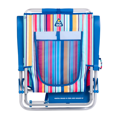 Sand-Friendly Big Surf with Slide Table - Choice 334 - Low-Profile Reclining Beach Chair with Backpack Straps Detail