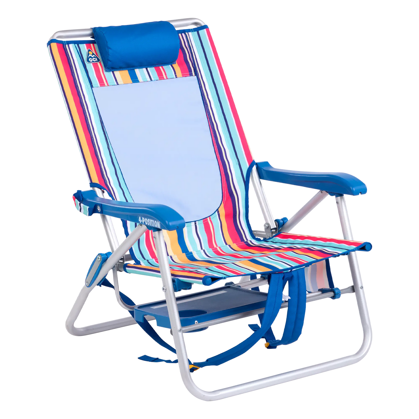 Sand-Friendly Big Surf with Slide Table - Choice 334 - Low-Profile Reclining Beach Chair with Backpack Straps Detail