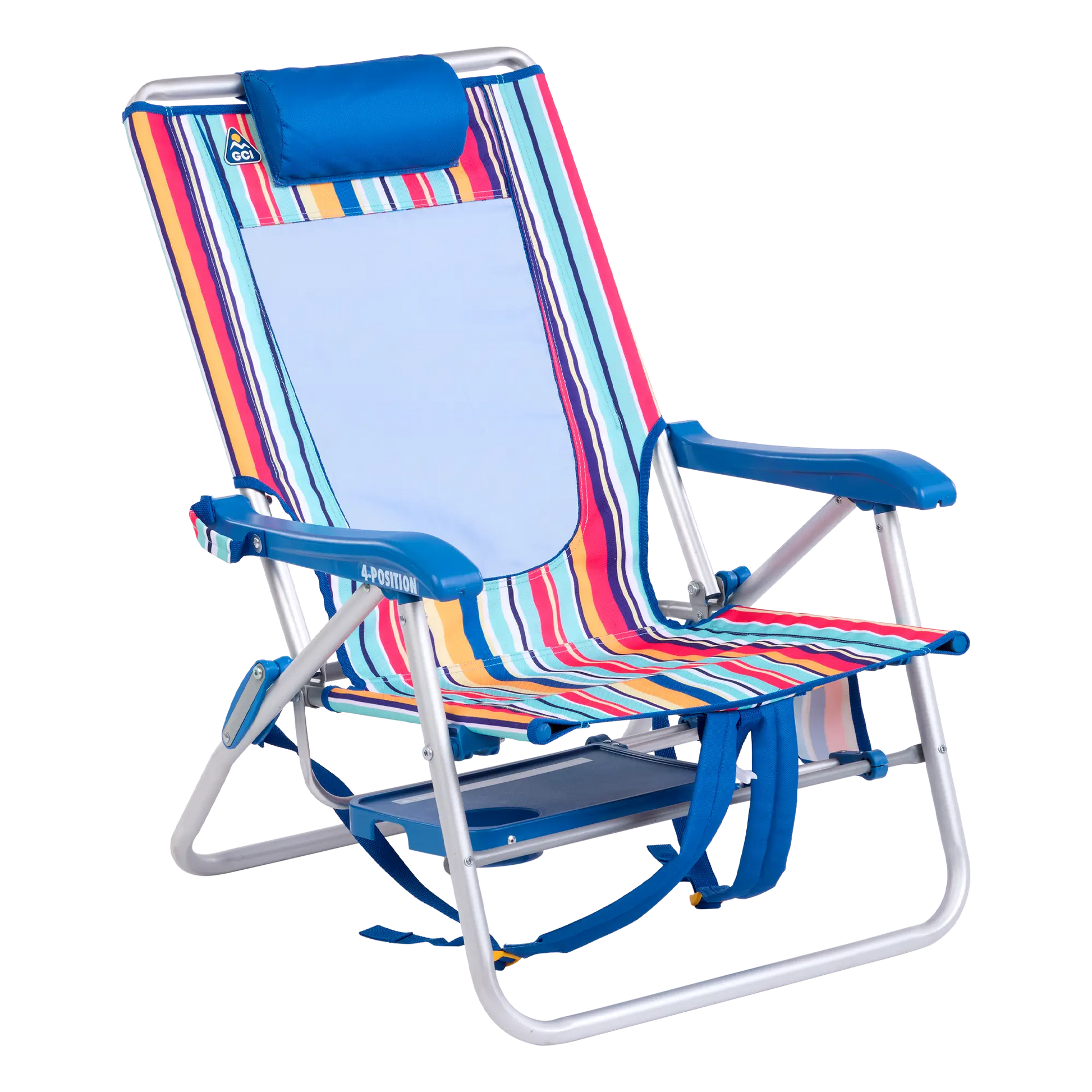 Sand-Friendly Big Surf with Slide Table - Choice 334 - Low-Profile Reclining Beach Chair with Backpack Straps Detail