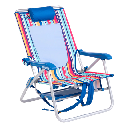 Sand-Friendly Big Surf with Slide Table - Choice 334 - Low-Profile Reclining Beach Chair with Backpack Straps Detail