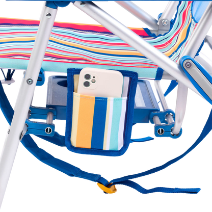 Sand-Friendly Big Surf with Slide Table - Choice 334 - Low-Profile Reclining Beach Chair with Backpack Straps Detail