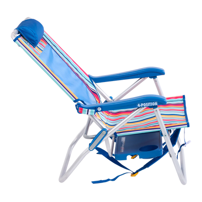 Sand-Friendly Big Surf with Slide Table - Choice 334 - Low-Profile Reclining Beach Chair with Backpack Straps Detail