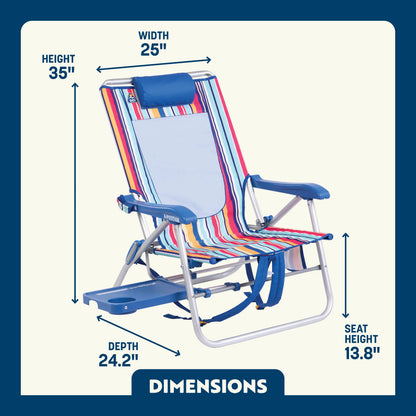 Sand-Friendly Big Surf with Slide Table - Choice 334 - Low-Profile Reclining Beach Chair with Backpack Straps Detail