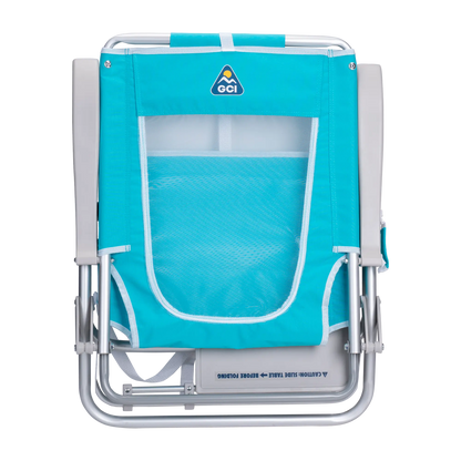 Sand-Friendly Big Surf with Slide Table - Choice 334 - Low-Profile Reclining Beach Chair with Backpack Straps Detail