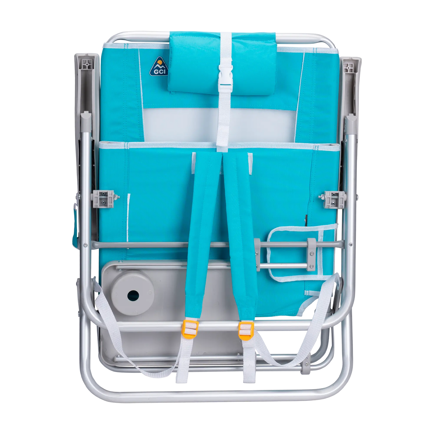 Sand-Friendly Big Surf with Slide Table - Choice 334 - Low-Profile Reclining Beach Chair with Backpack Straps Detail
