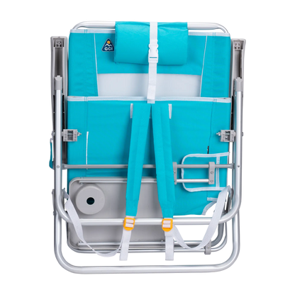 Sand-Friendly Big Surf with Slide Table - Choice 334 - Low-Profile Reclining Beach Chair with Backpack Straps Detail