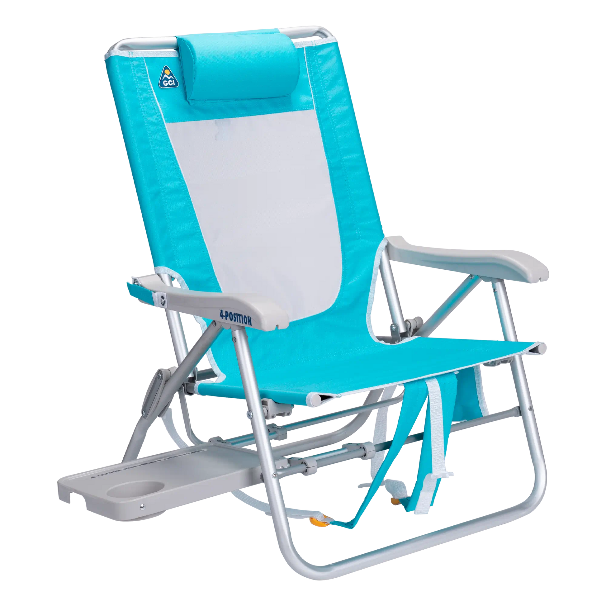 Sand-Friendly Big Surf with Slide Table - Choice 334 - Low-Profile Reclining Beach Chair with Backpack Straps - Seafoam Green