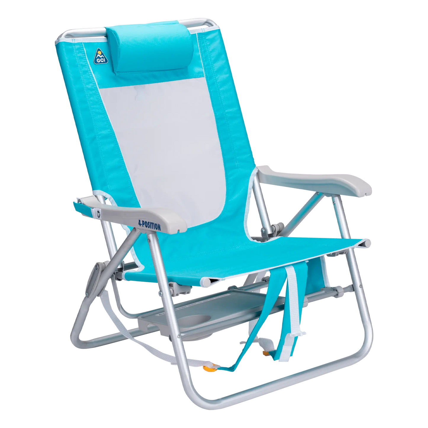Sand-Friendly Big Surf with Slide Table - Choice 334 - Low-Profile Reclining Beach Chair with Backpack Straps Detail