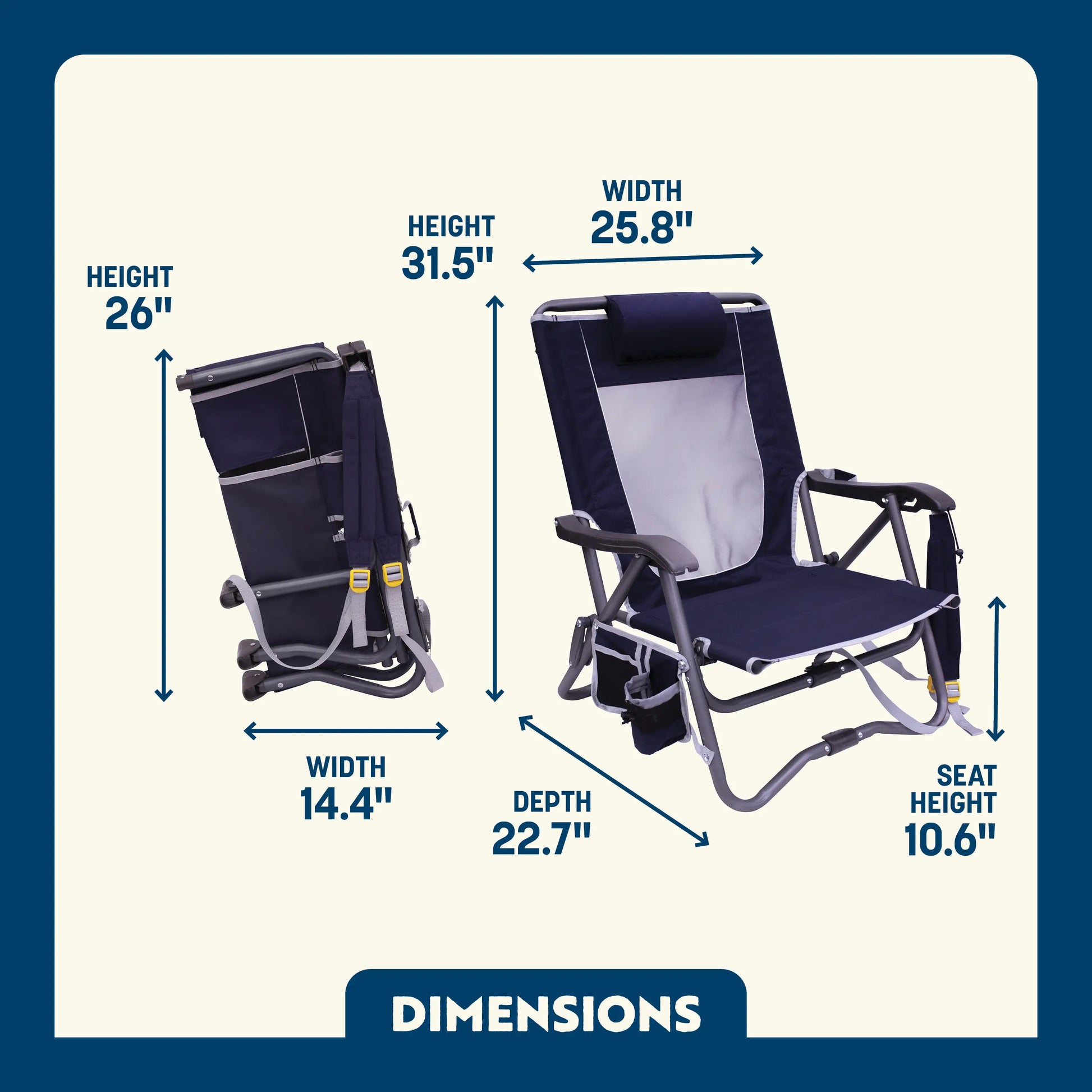 Space-Saving Pico Bi-Fold Slim Event Chair - Choice 334 - Pico Compact Folding Camp Chair with Carry Bag Detail