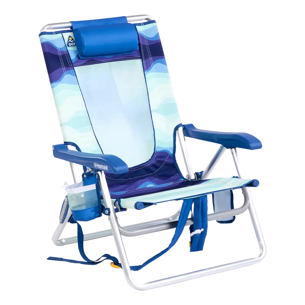 Sand-Friendly Backpack Beach Chair - Choice 709 - Portable Heavy-Duty Low Boy Chair for Ocean Side - Wave