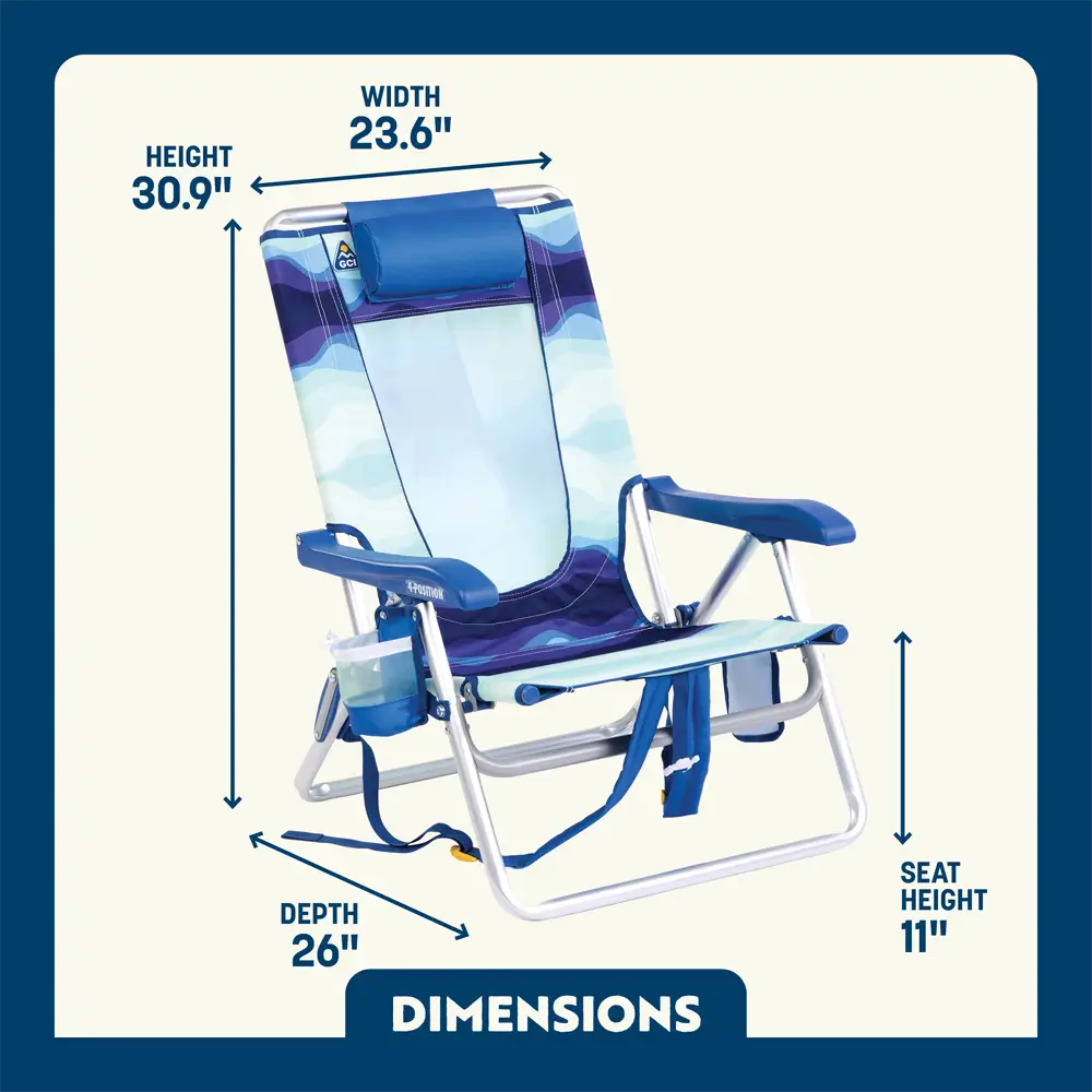Sand-Friendly Backpack Beach Chair - Choice 709 - Portable Heavy-Duty Low Boy Chair for Ocean Side Detail
