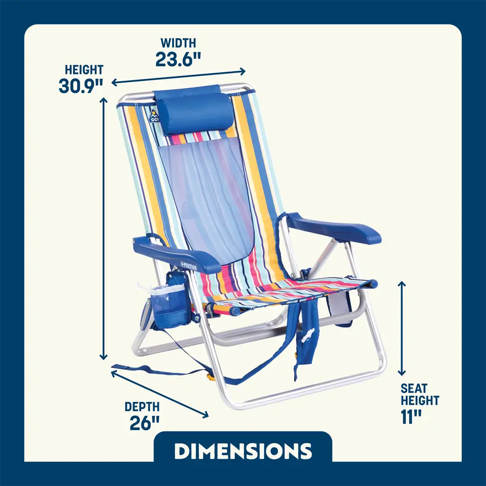 Sand-Friendly Backpack Beach Chair - Choice 709 - Portable Heavy-Duty Low Boy Chair for Ocean Side Detail