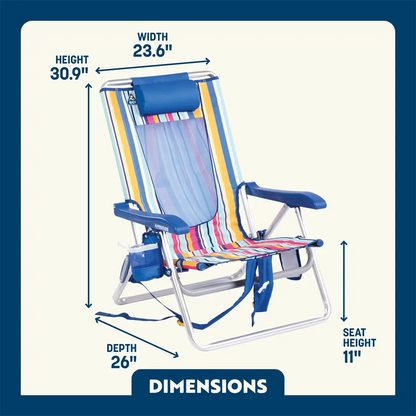 Sand-Friendly Backpack Beach Chair - Choice 709 - Portable Heavy-Duty Low Boy Chair for Ocean Side Detail