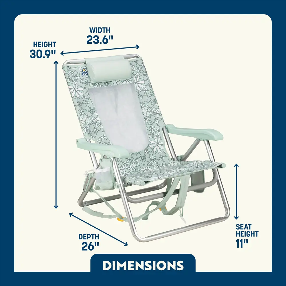 Sand-Friendly Backpack Beach Chair - Choice 709 - Portable Heavy-Duty Low Boy Chair for Ocean Side Detail