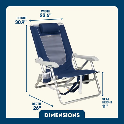 Sand-Friendly Backpack Beach Chair - Choice 709 - Portable Heavy-Duty Low Boy Chair for Ocean Side Detail