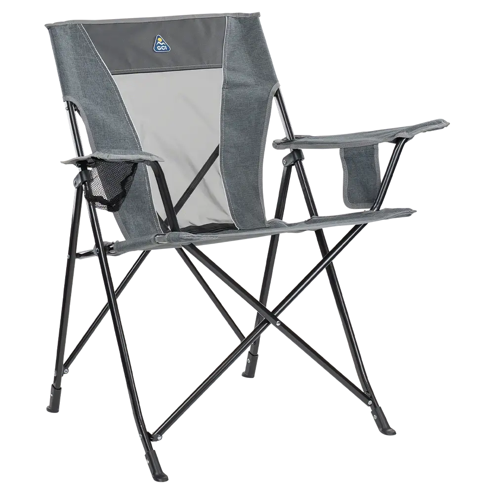 Telescoping Frame Comfort Quad Chair - Choice 989 - Pico Compact Folding Camp Chair with Carry Bag - Heathered Pewter