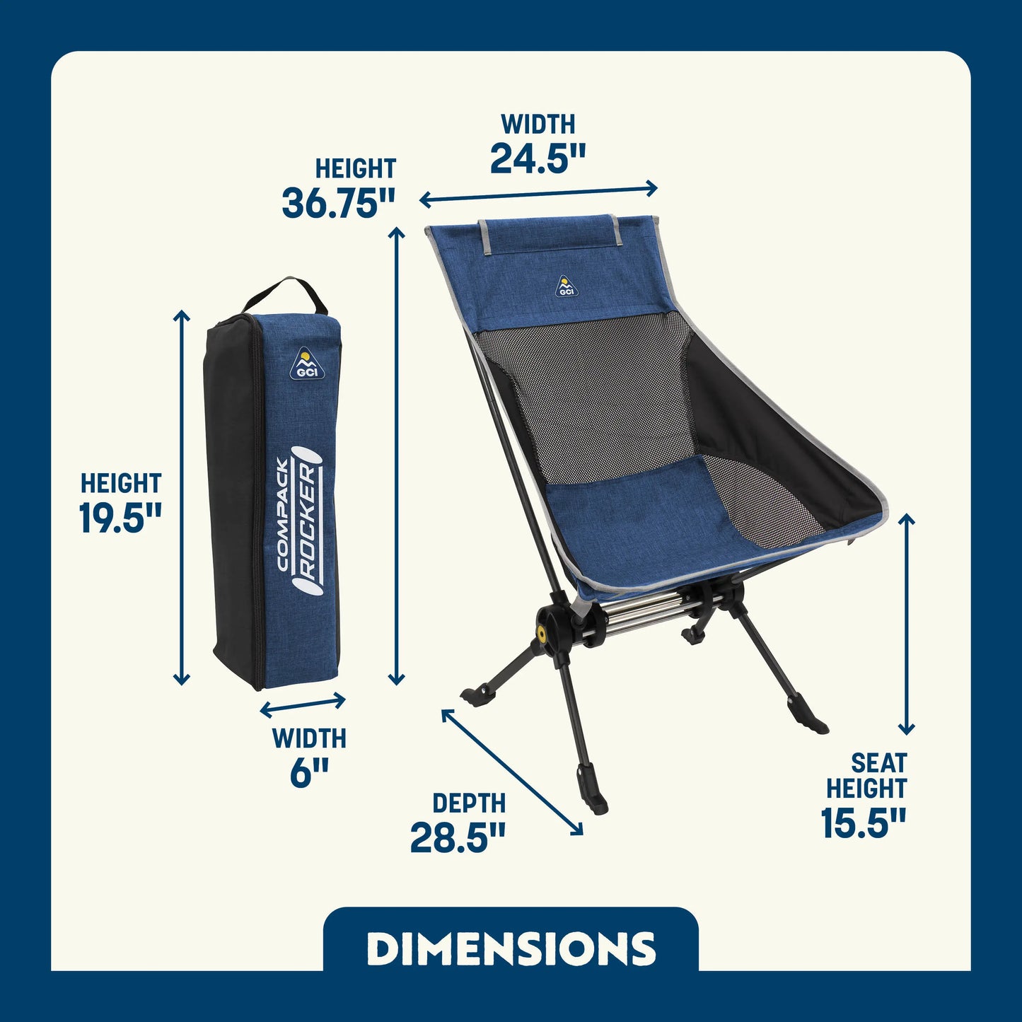Premium All-Weather ComPack Rocker - Choice 980 - RoadTrip Rocker Smooth Motion Camp Chair Detail