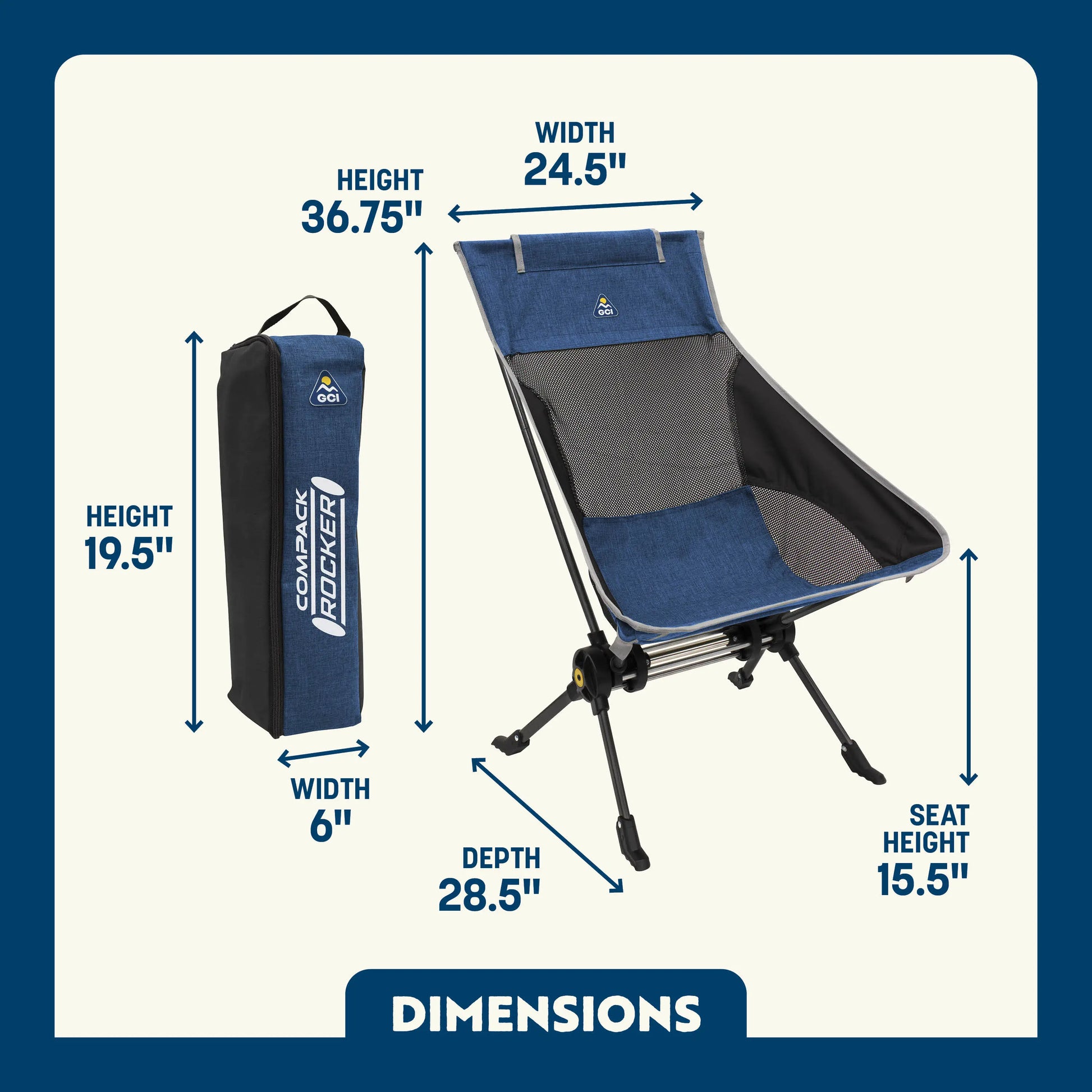 Premium All-Weather ComPack Rocker - Choice 980 - RoadTrip Rocker Smooth Motion Camp Chair Detail