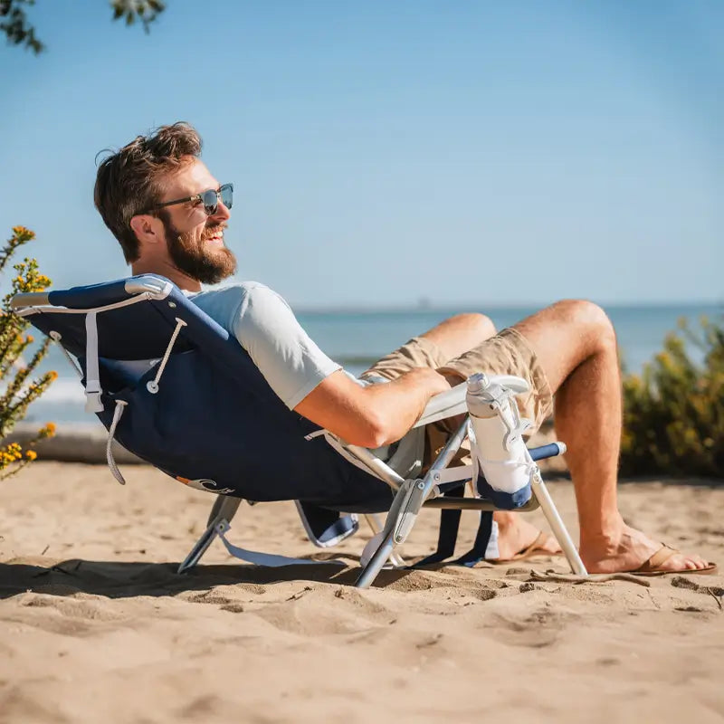 Sand-Friendly Backpack Beach Chair - Choice 709 - Portable Heavy-Duty Low Boy Chair for Ocean Side Detail