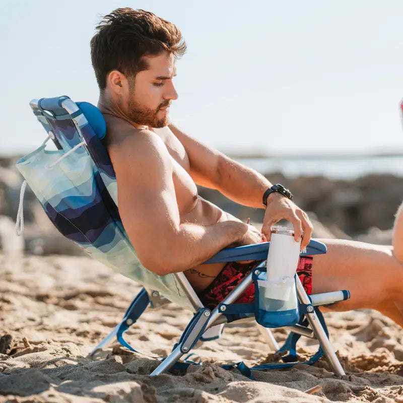 Sand-Friendly Backpack Beach Chair - Choice 709 - Portable Heavy-Duty Low Boy Chair for Ocean Side Detail
