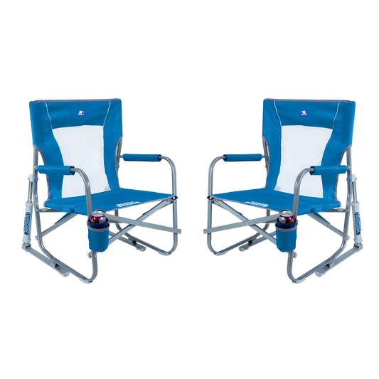 Patented Spring-Action Beach Rocker Bundle - Choice 773 - Patented Spring-Action Rocking Chair for Camping - Saybrook Blue