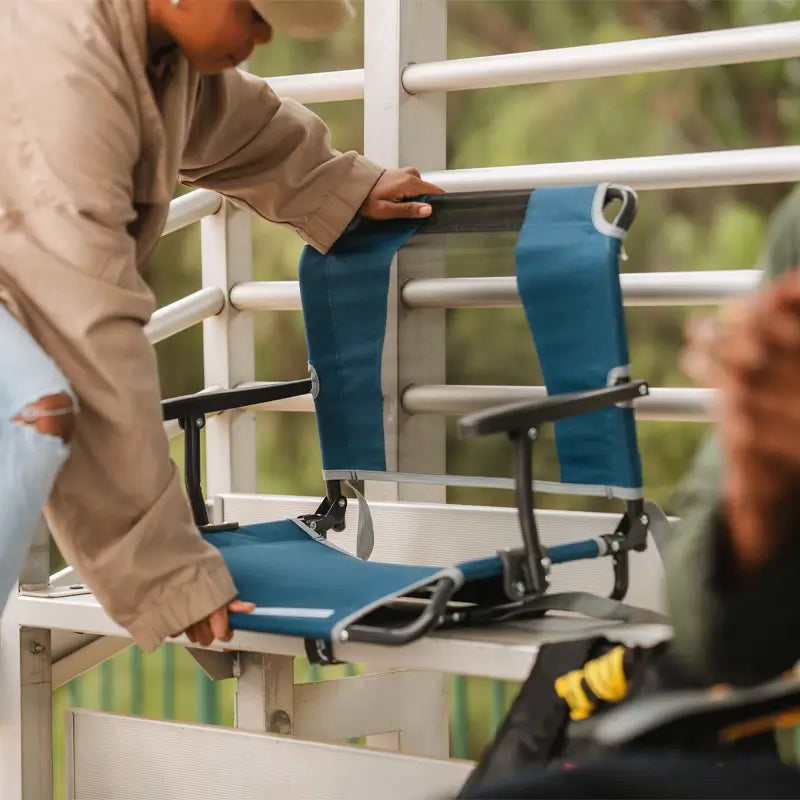 Ergonomic Back-Support Big Comfort Stadium Chair with Armrests - Choice 465 - Lightweight Folding Bleacher Chair with Cushioning Detail