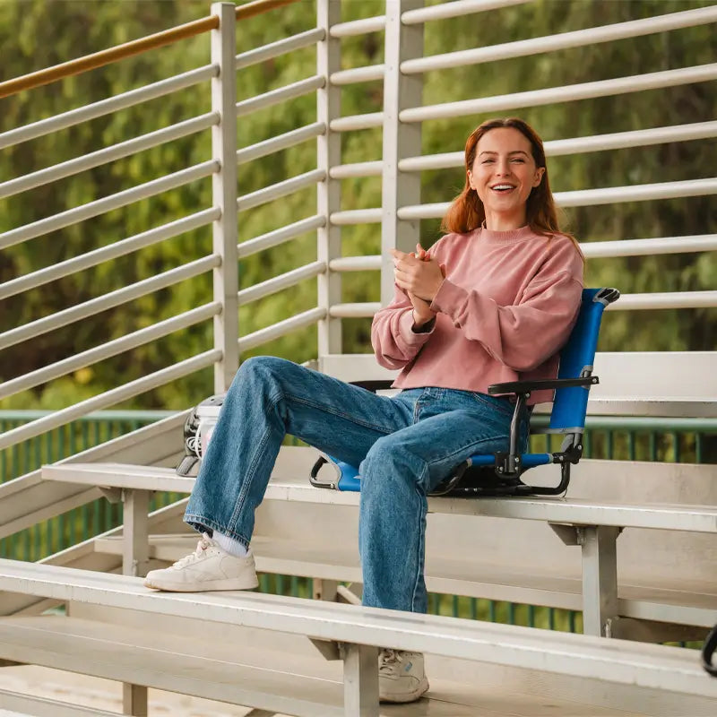 Ergonomic Back-Support Big Comfort Stadium Chair with Armrests - Choice 465 - Lightweight Folding Bleacher Chair with Cushioning Detail