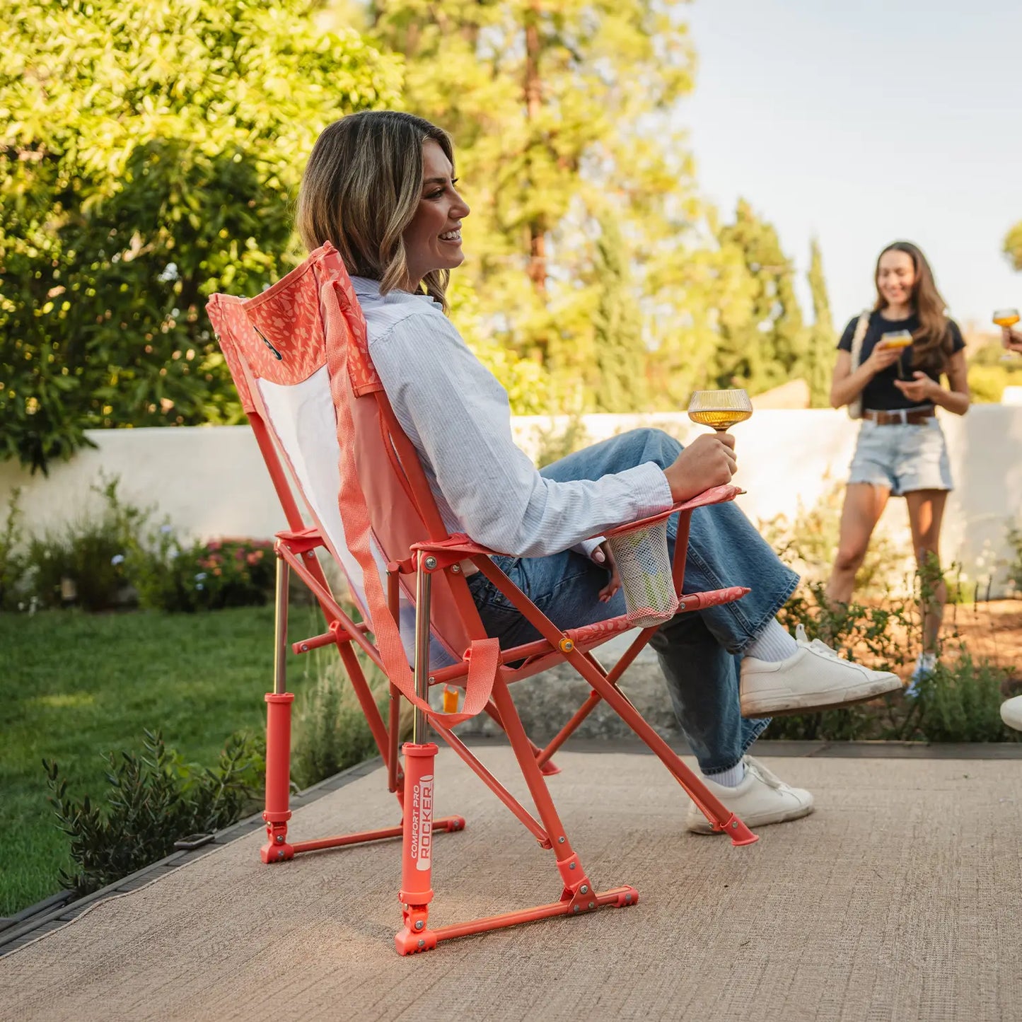 Premium All-Weather Comfort Pro Rocker - Choice 375 - Heavy-Duty Kickback Rocker with Beverage Holder Detail
