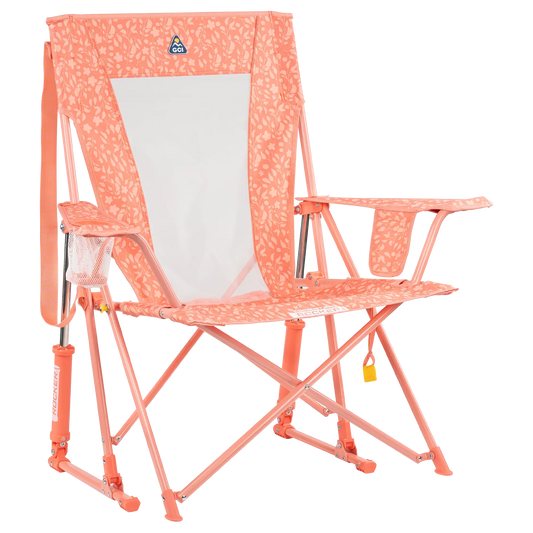 Premium All-Weather Comfort Pro Rocker - Choice 375 - Heavy-Duty Kickback Rocker with Beverage Holder - Coral Garden