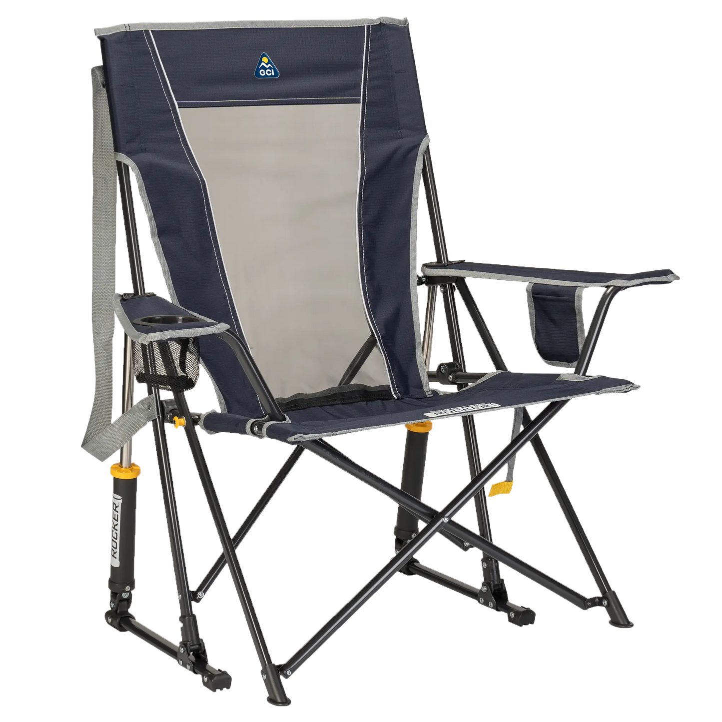 Premium All-Weather Comfort Pro Rocker - Choice 375 - Heavy-Duty Kickback Rocker with Beverage Holder - Indigo