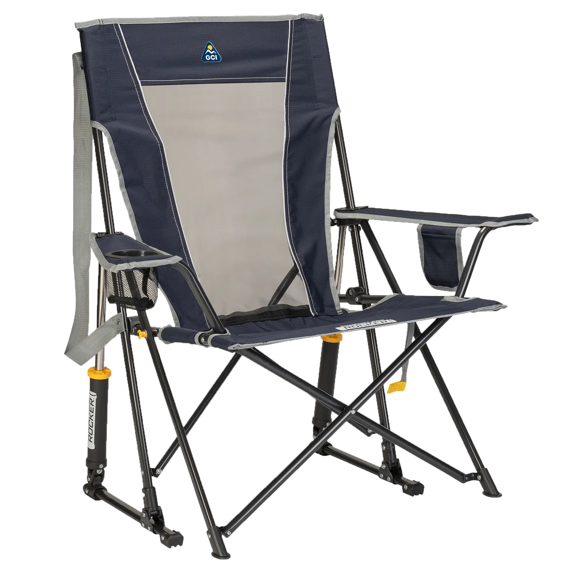 Premium All-Weather Comfort Pro Rocker - Choice 375 - Heavy-Duty Kickback Rocker with Beverage Holder - Indigo