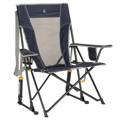 Premium All-Weather Comfort Pro Rocker - Choice 375 - Heavy-Duty Kickback Rocker with Beverage Holder - Indigo