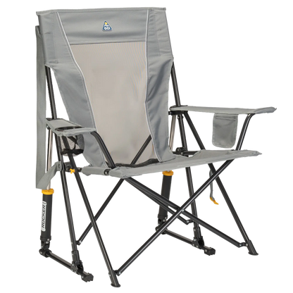 Premium All-Weather Comfort Pro Rocker - Choice 375 - Heavy-Duty Kickback Rocker with Beverage Holder - Mercury Gray