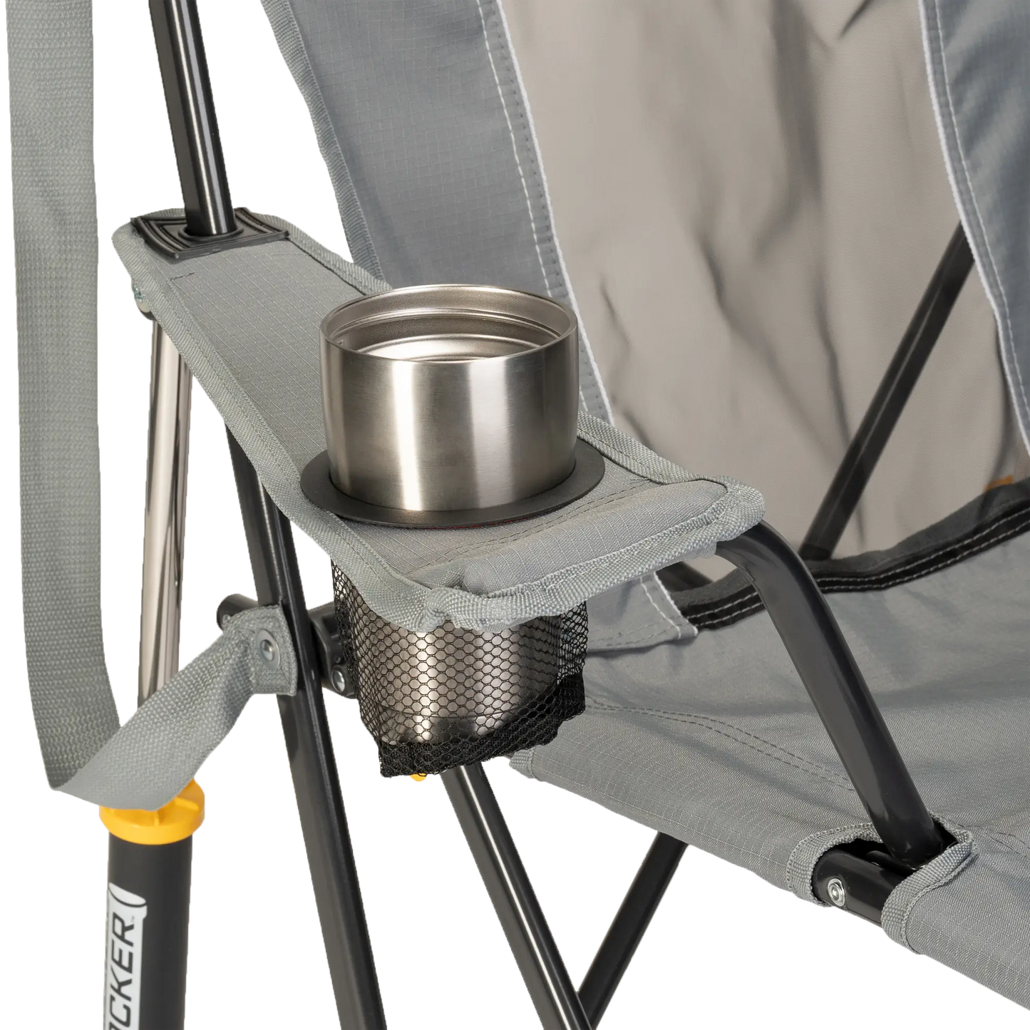 Premium All-Weather Comfort Pro Rocker - Choice 375 - Heavy-Duty Kickback Rocker with Beverage Holder Detail