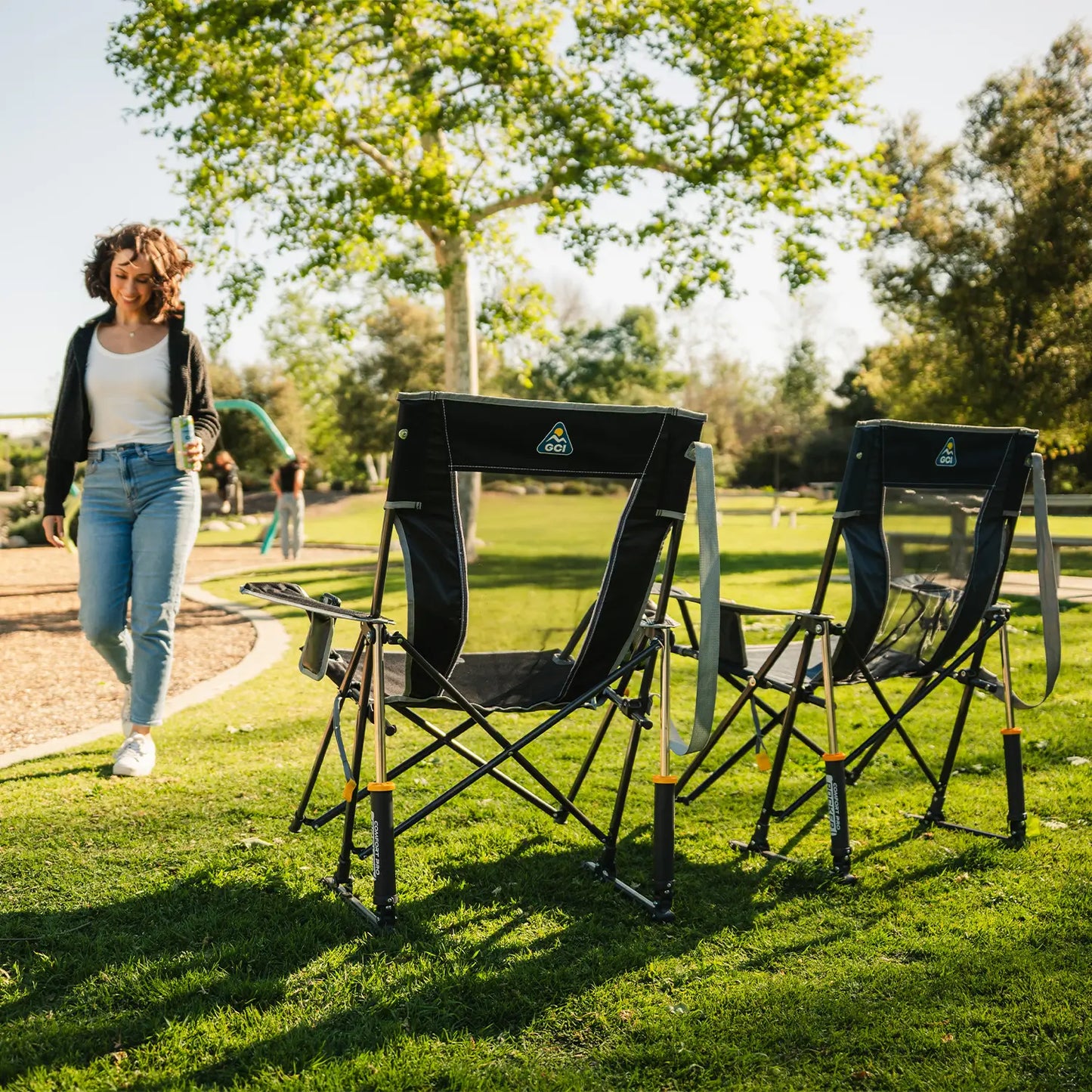 Premium All-Weather Comfort Pro Rocker - Choice 375 - Heavy-Duty Kickback Rocker with Beverage Holder Detail