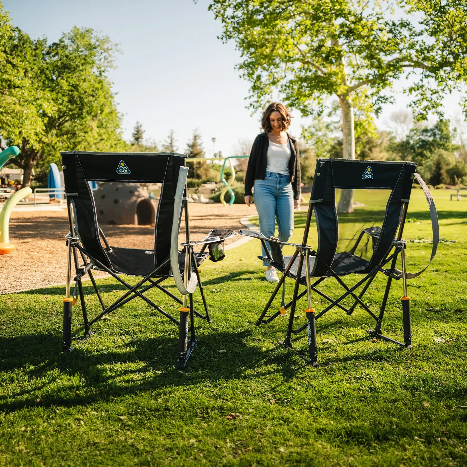Premium All-Weather Comfort Pro Rocker - Choice 375 - Heavy-Duty Kickback Rocker with Beverage Holder Detail
