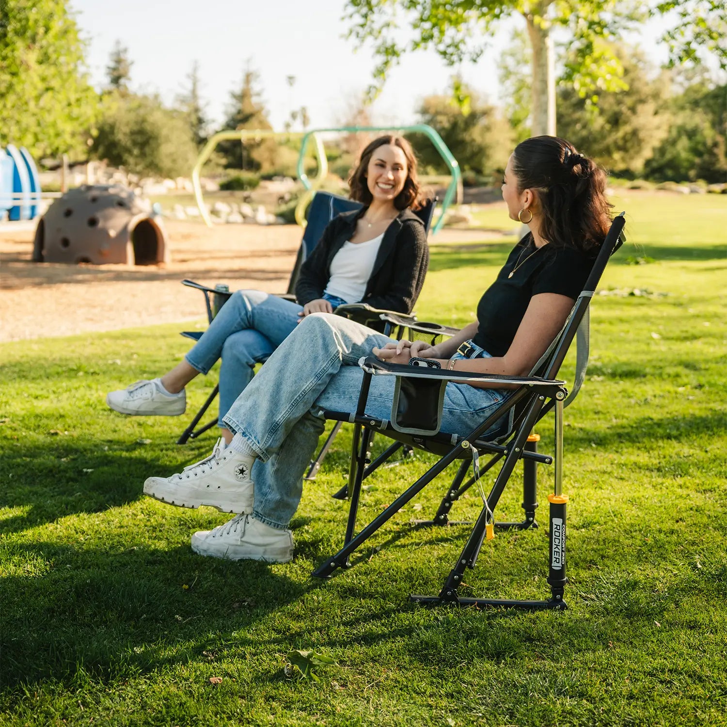 Premium All-Weather Comfort Pro Rocker - Choice 375 - Heavy-Duty Kickback Rocker with Beverage Holder Detail