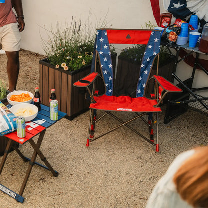 Heavy-Duty Freestyle Comfort Pro Rocker - USA Anniversary Deluxe - Choice 424 - Heavy-Duty Kickback Rocker with Beverage Holder Detail