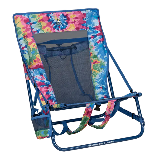 Sand-Friendly Everywhere Chair 2 - Choice 656 - Low-Profile Reclining Beach Chair with Backpack Straps - Tie Dye