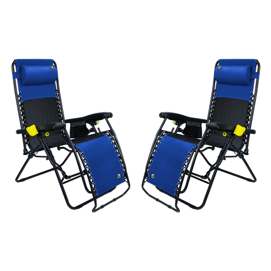 Rust-Resistant Aluminum Freeform Zero Gravity Lounger Bundle - Choice 507 - Low-Profile Reclining Beach Chair with Backpack Straps - Royal Blue
