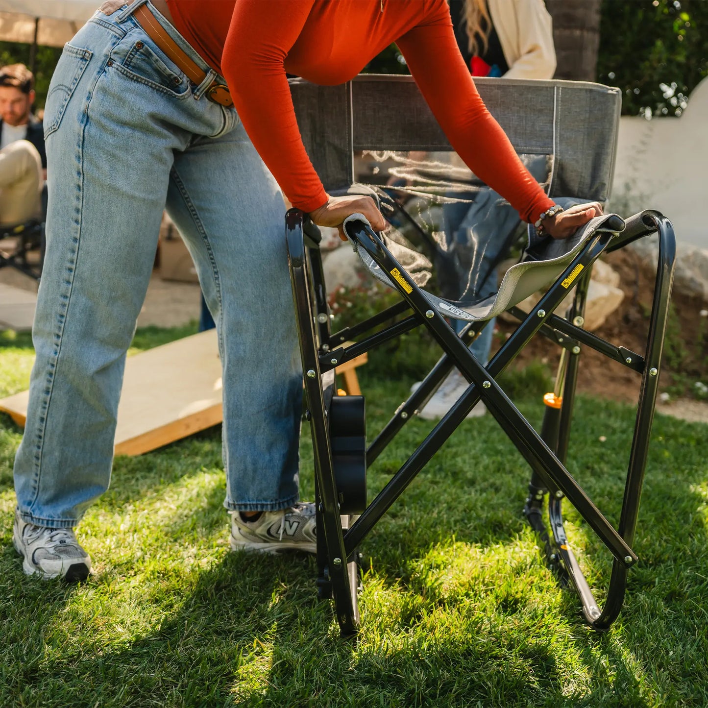 Patented Spring-Action Freestyle Rocker with Side Table - Choice 853 - Freestyle Rocker Portable Outdoor Folding Chair Detail