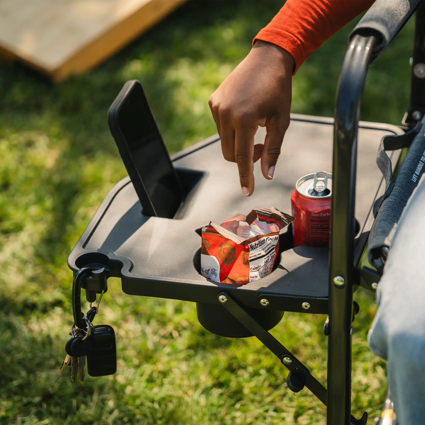 Patented Spring-Action Freestyle Rocker with Side Table - Choice 853 - Freestyle Rocker Portable Outdoor Folding Chair Detail